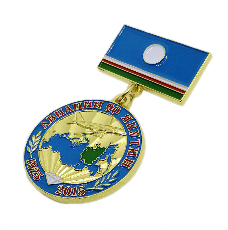 Gold Plated Soft Enamel Brooch Medal Custom Design National Flag Lapel Pin