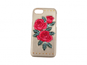 Phone case with flower embroidery