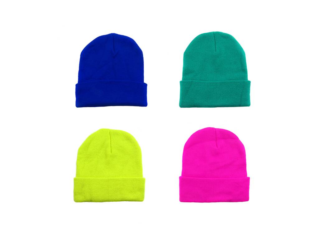 neon color knit hat