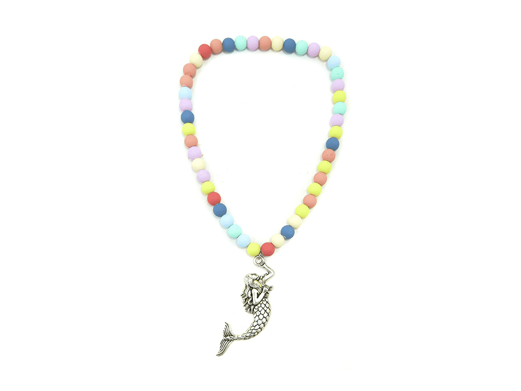 beads necklace with mermaid pendant