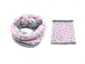 KIDS FLUFFY SCARF WITH HEART PRINTING