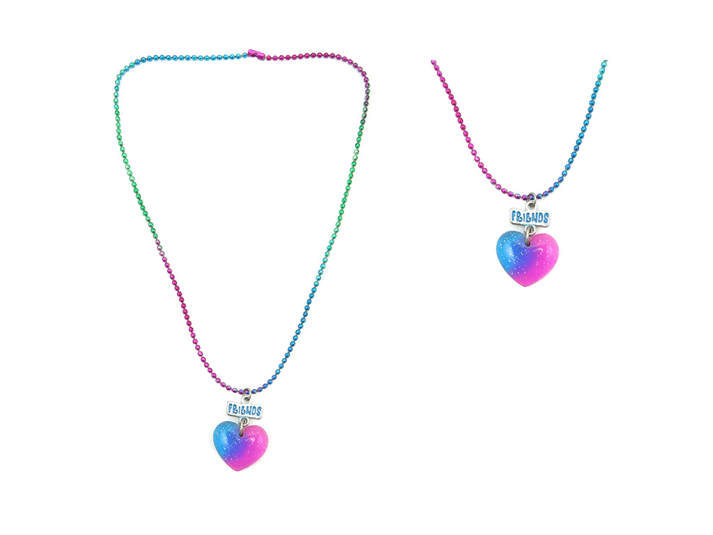 kids necklace set with friend heart pendant