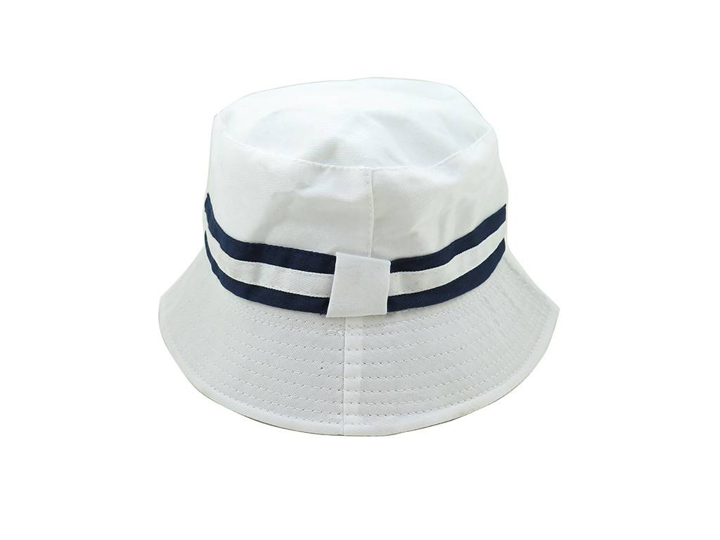 Fashion white and navy striped bucket hat Featured Image