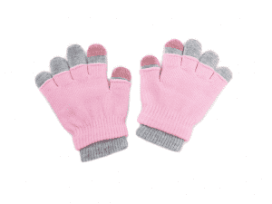 KIDS PINK&GREY KNITTED GLOVES