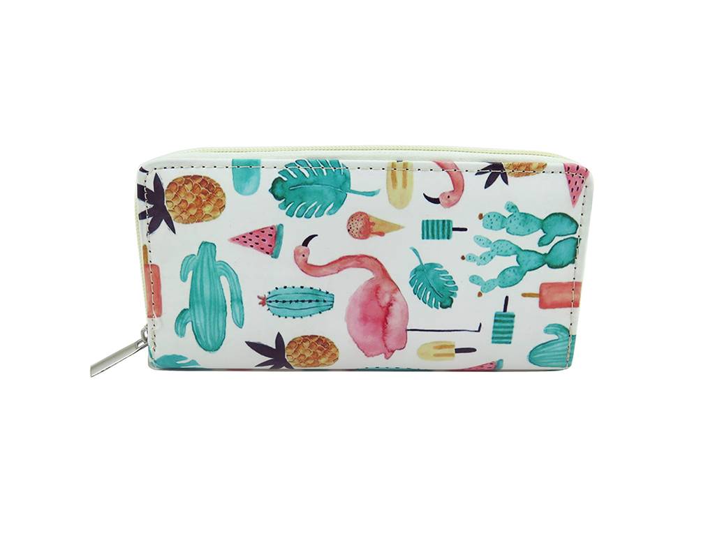 Cactus and flamingo print lady wallet