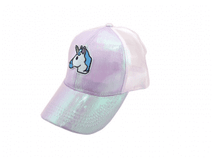 Kids iridescent cap with unicorn patch