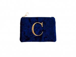 “C” embroidery velvet purse