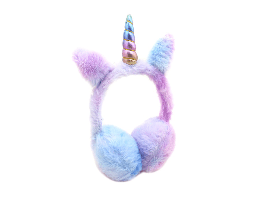 Kids colorful fluffy earmuff with unicorn design