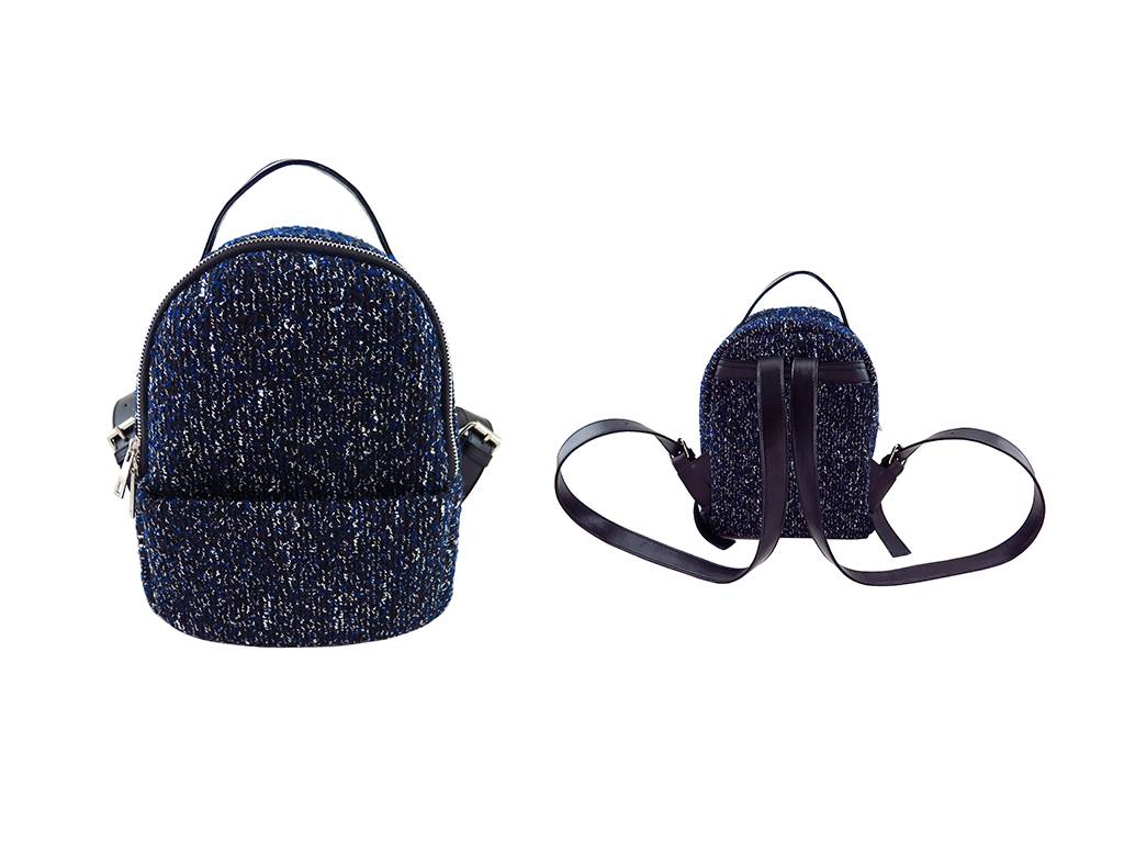 knitting woolen fabric small backpack with PU shoulder strap