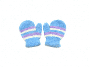 fluffy strip knitted mittens