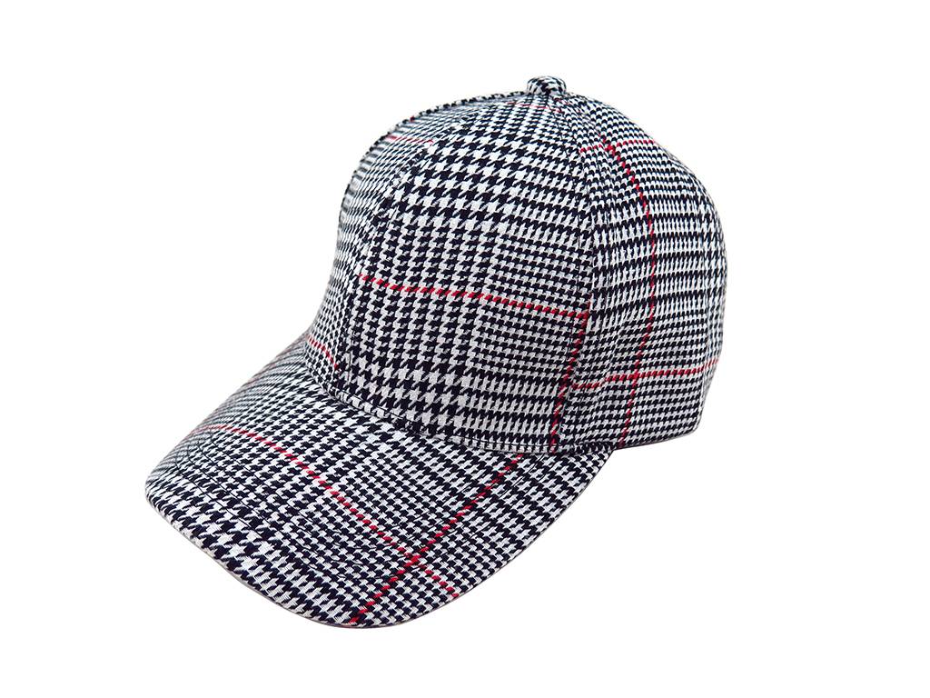 Classic black and white houndstooth baseball cap