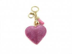 shiny stone heart keychain