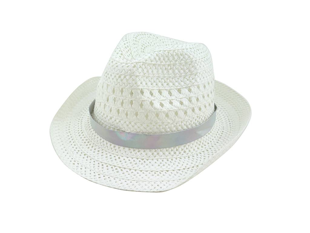 Fashion off white straw paper hat with ribbon