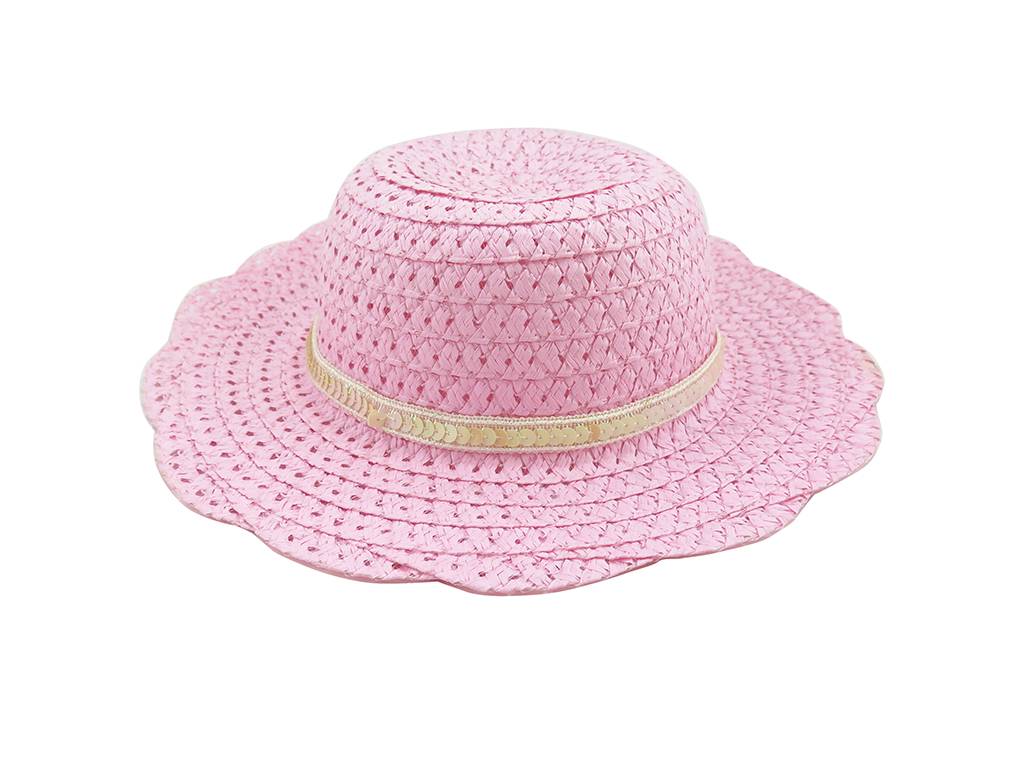 Kids Summer Paper Hat with Sequins Belt