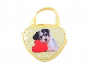 Puppy design heart shape cosmetic bag for kids
