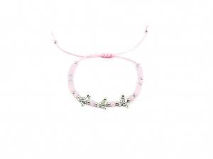 Silver & pink bead flamingo handmade anklet