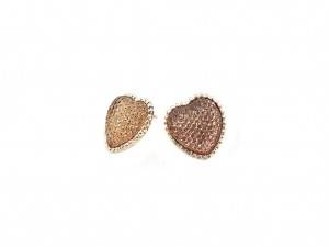Heart shaped gold earring pins with love stud