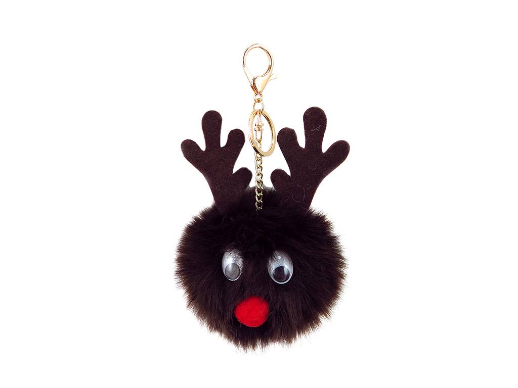 Keychain with deer fake fur pendant