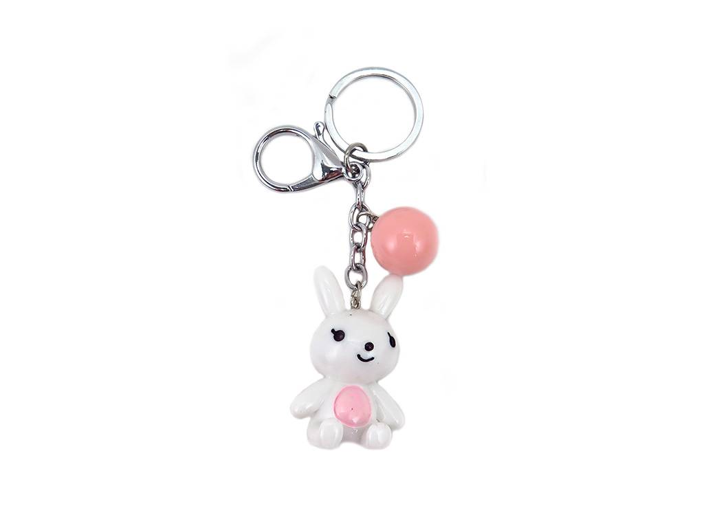 Key chain with bunny and ball pendant