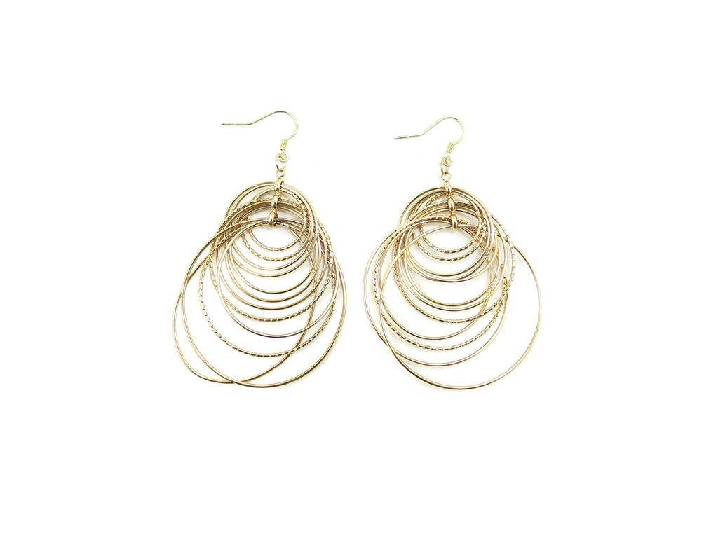 Drop circles gold earrings