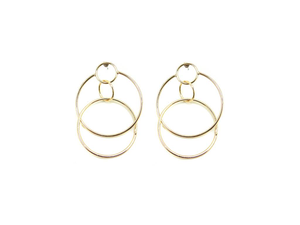 Drop circles gold earrings