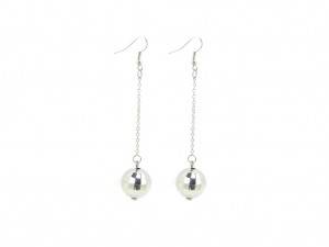 Drop long chain with silver acrylic ball earrings