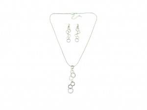 Earrings and necklace set-alloy and acrylic circle pendant