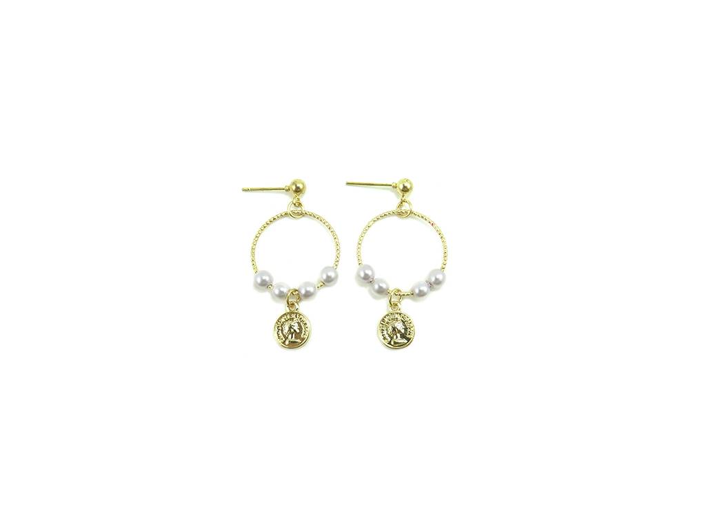 Drop irregular pierced earrings with pearls