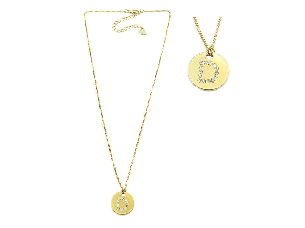 Letter D pendant with rhinestone Necklace