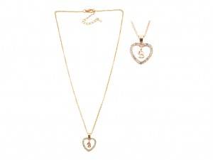 popular sample fashion diamond heart letter B with heart pendant necklace