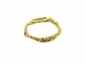 Gold Metal Faceted Cube Nugget Beads Bracelet