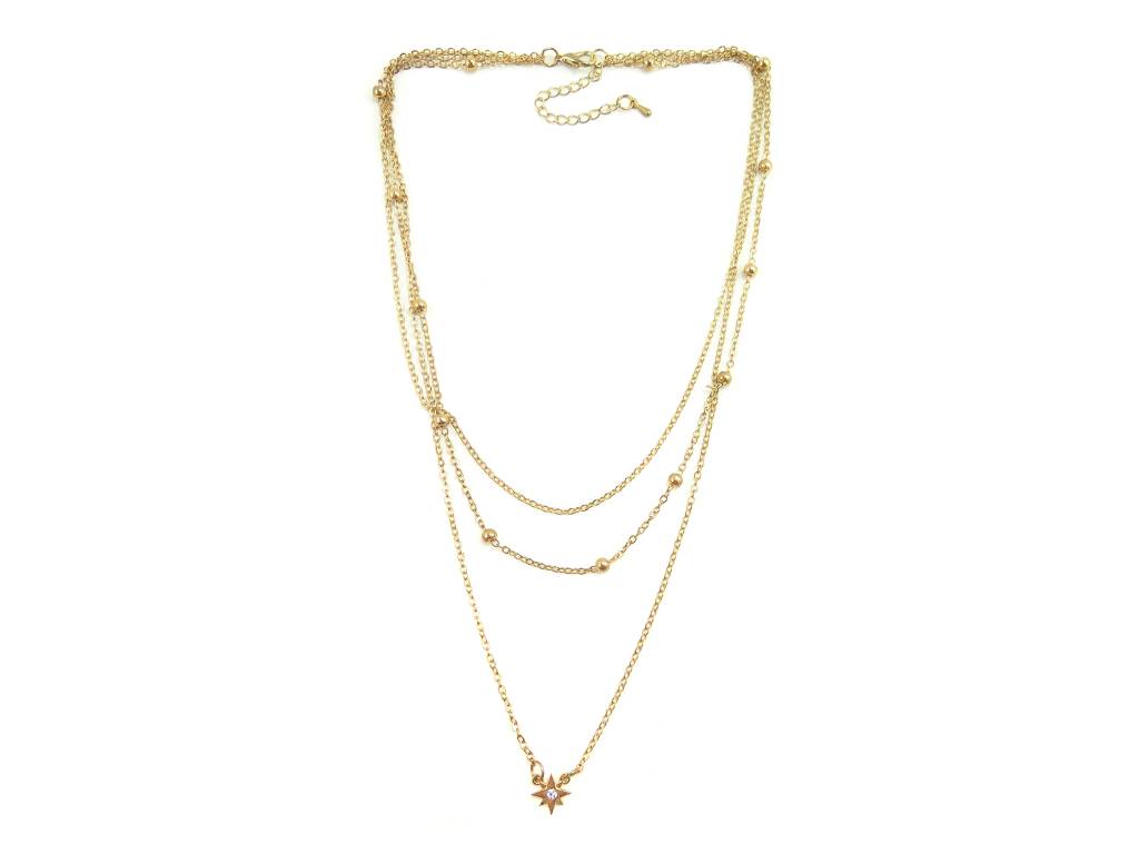 Latest trendy gold plated chain choker necklace with star pendant charms