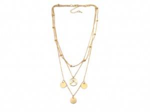 multi layer gold plated with round pendant necklace