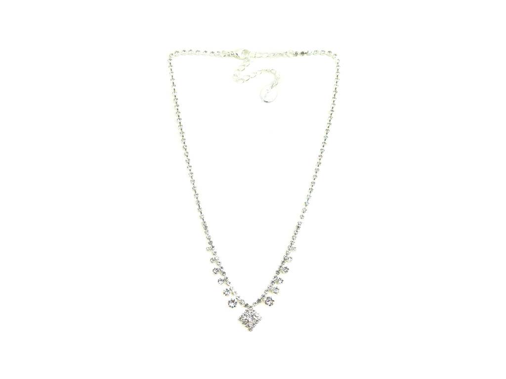 Fine jewelry silver plated necklace with rhinestones