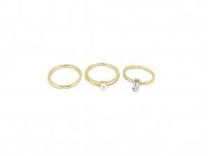 Ring set 3pcs packing,one pure,one pearl,one with rectangle stone