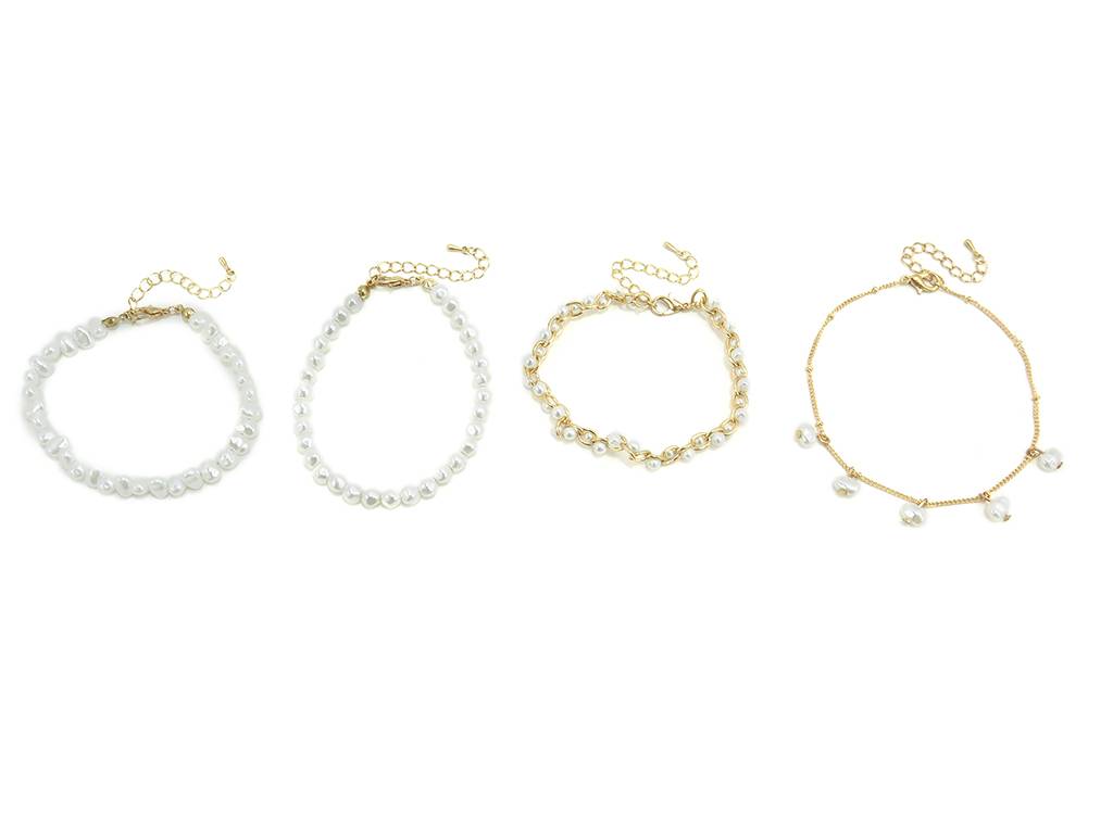 4pcs pearl chain bracelet set