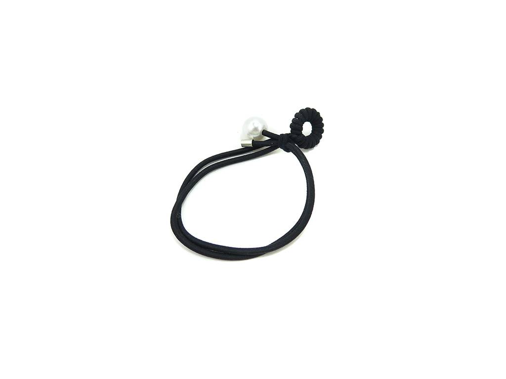 black hollow hair elastic with pearl