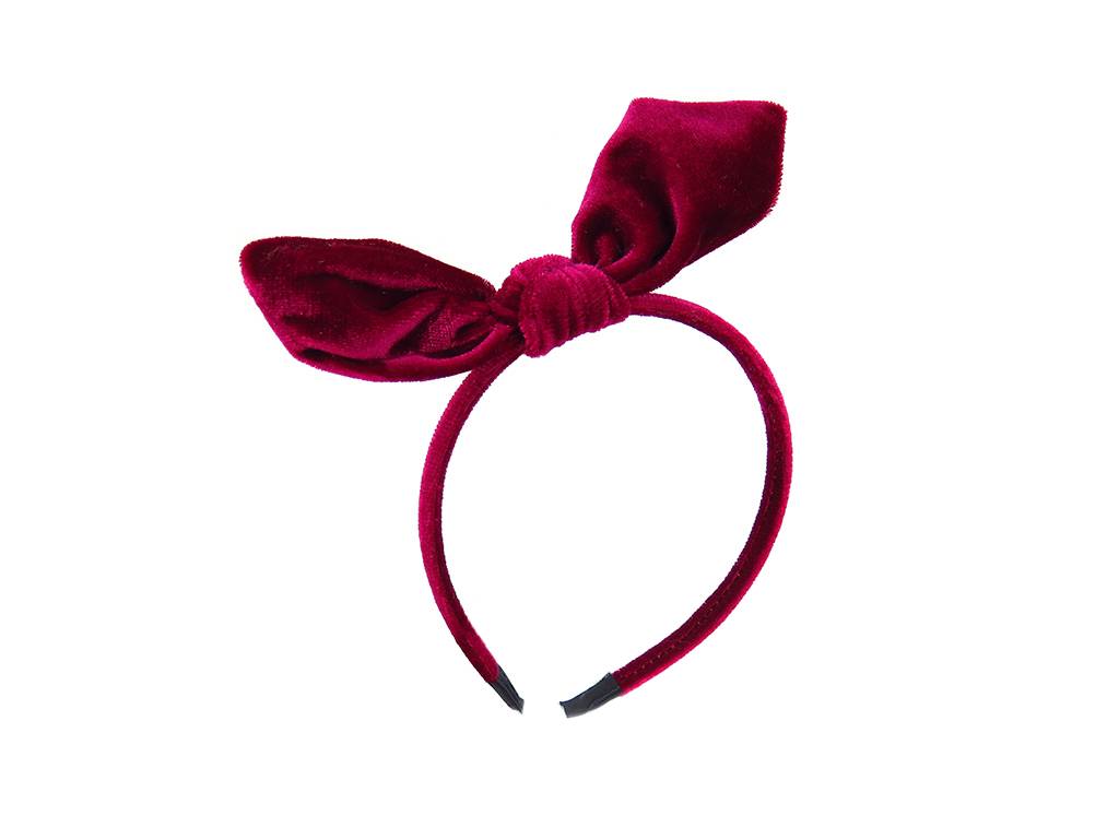 Red wine color velvet hair loop/ headband with bow