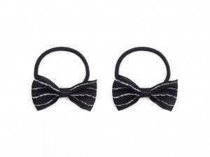 2pcs stripe pattern bow hair tie set