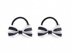 2pcs stripe pattern bow hair tie set