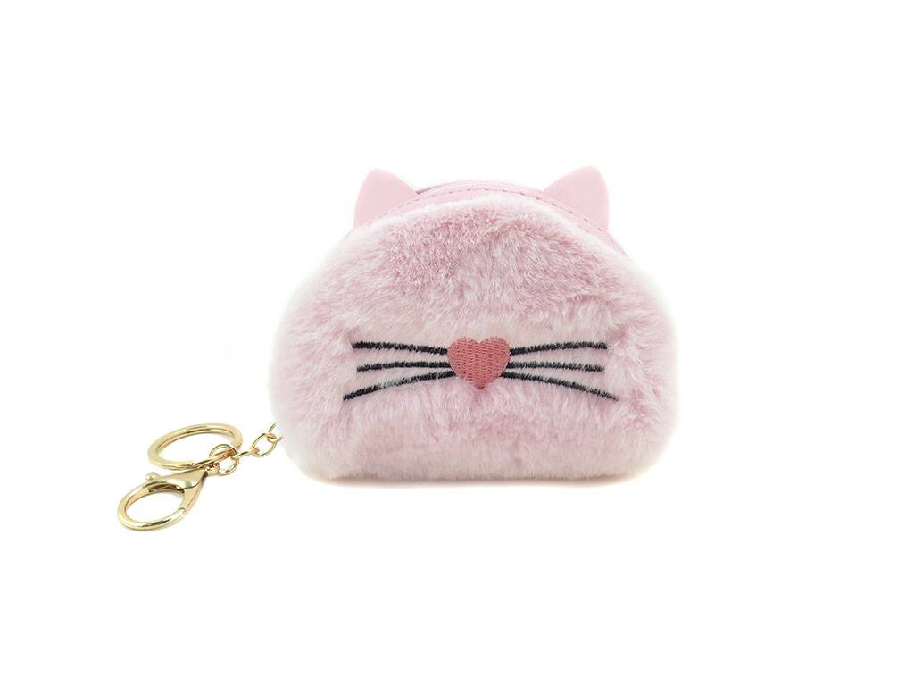 plush cat wallet with key chain