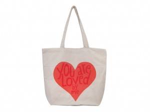 Canvas Handbag With Heart Printing