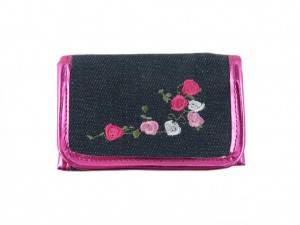 flower embroidery girls folded wallet