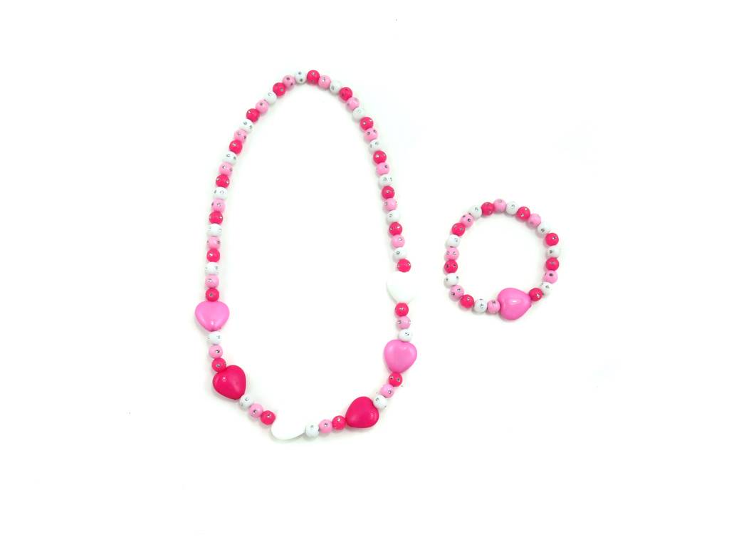 necklace & bracelet set for children with heart pendant