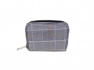 women ‘s small PU wallet with houndstooth print