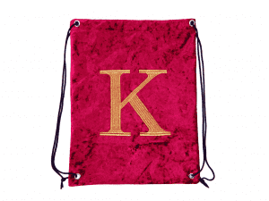 “K” embroidery velvet gym bag