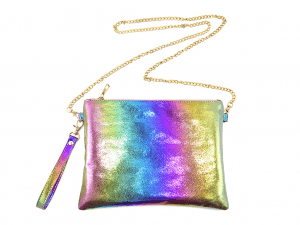 Colorful metalic clutch and cross body bag
