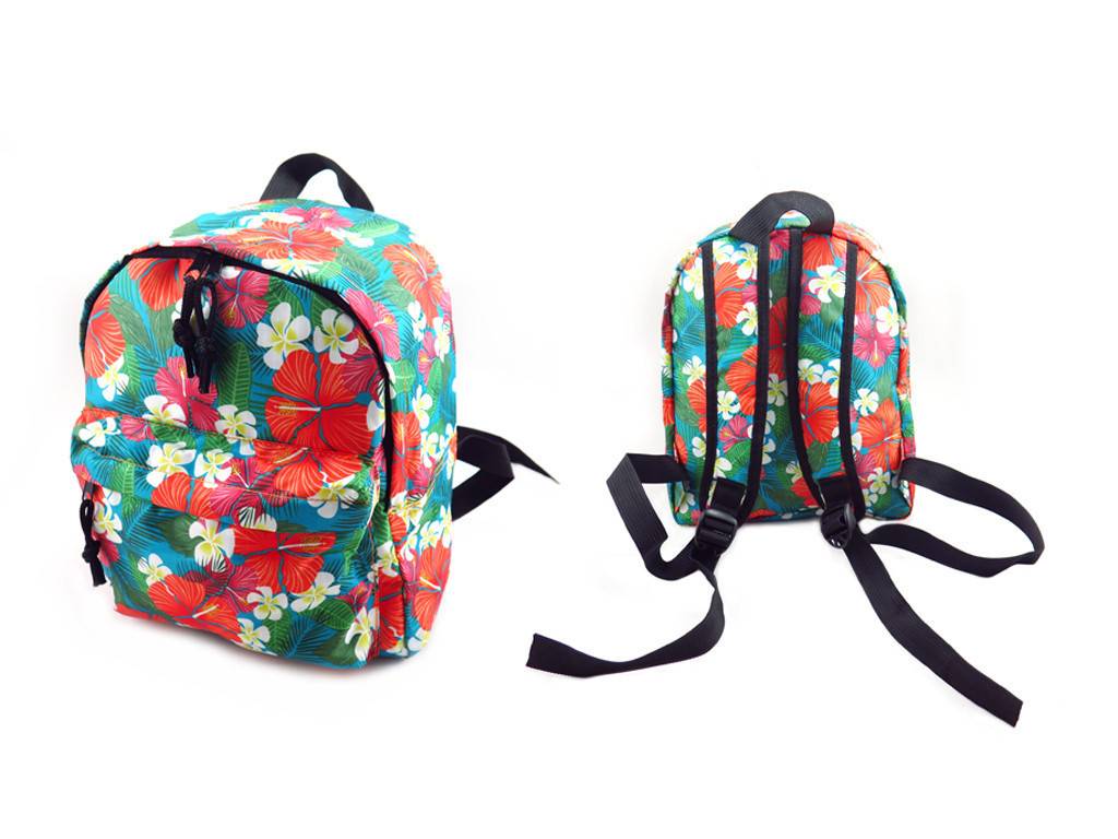 kids backpack with hibiscus printing