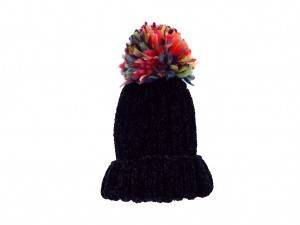 women’s chenille hat with pompom