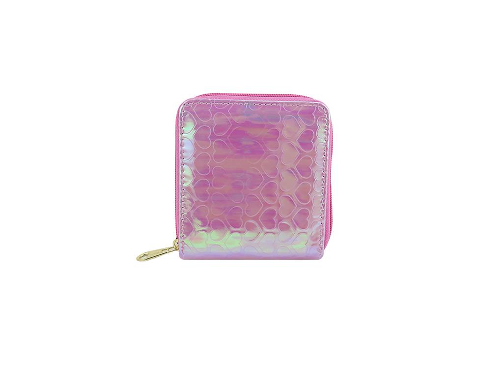 Fashion holographic heart embossing kids’ wallet